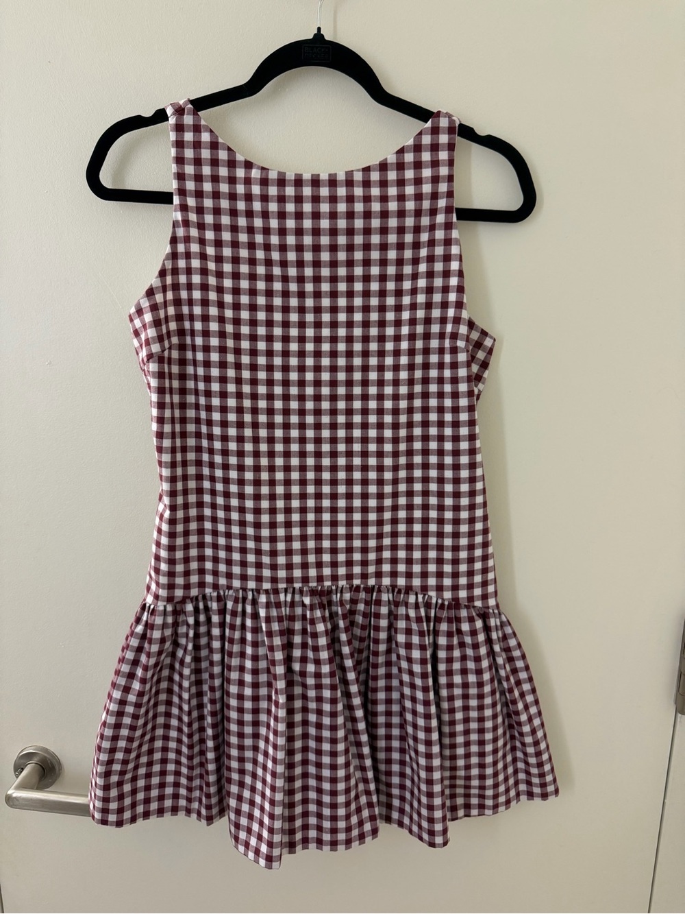 Peixoto Maroon and White Gingham Drop-Waist Dress Size Small